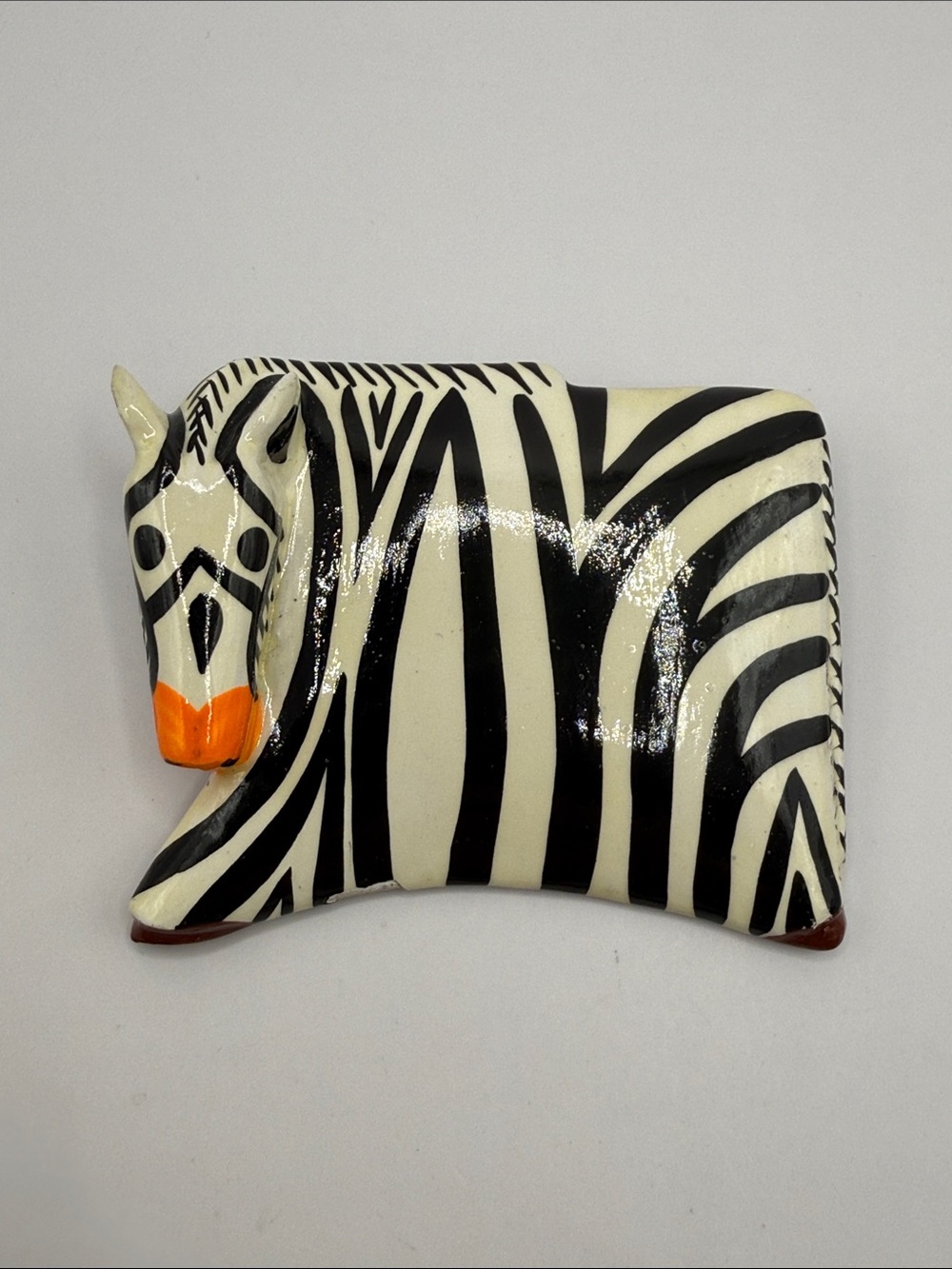 Vintage Zebra Art Deco Unique Large Brooch Statement Pin